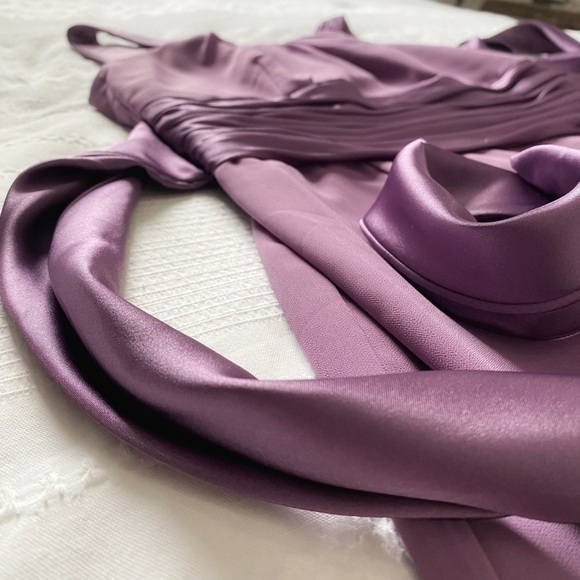 DAVID'S BRIDAL PURPLE CHIFFON SATIN BALL PROM EVENING GOWN DRESS - 6 - Picture 7 of 9